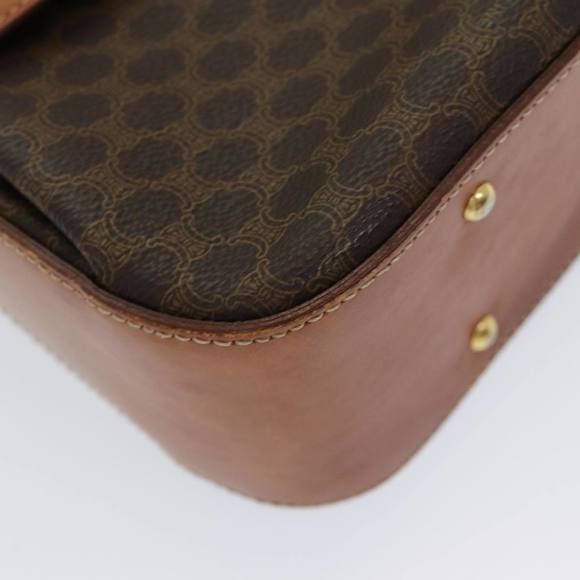 CELINE Macadam Canvas Hand Bag PVC Leather 2way Brown Gold Auth 86265 - Picture 14 of 16